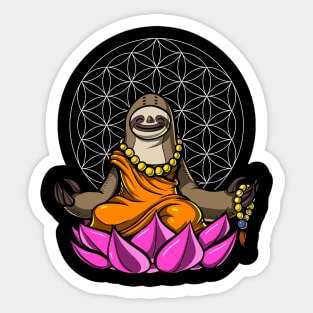 Sloth Buddha Zen Yoga Meditation Flower Of Life Sticker